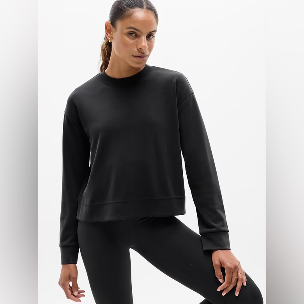 ATHLETA Seasoft Crewneck Sweatshirt Black Women’s Small 473546